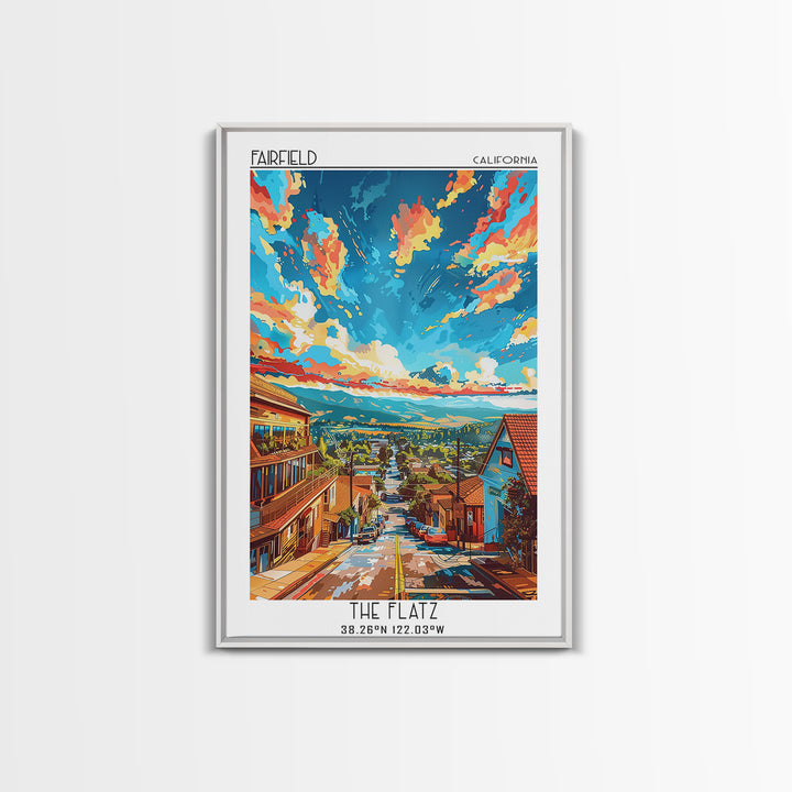 Fairfield Travel Poster, Framed Canvas Print, Poster Print, Travel Wall Art, Wanderlust Gift, Colorful Wall Art, Retro Travel Poster