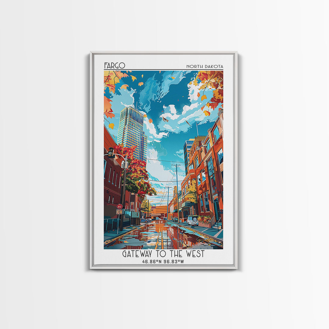 Fargo Travel Poster, Framed Canvas Print, Poster Print, Travel Wall Art, City Travel Poster, Living Room Wall Art, Modern Wall Decor