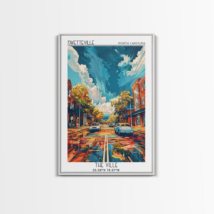 Fayetteville Travel Poster, Framed Canvas Print, Travel Wall Decor, Minimalist Poster, Art Print, City Art Print, City Travel Poster