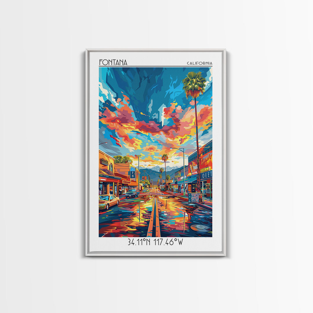 Fontana Travel Poster, Canvas Print, Poster Print, Travel Wall Art, Living Room Wall Art, Landscape Art, Wanderlust Gift, Home Decor