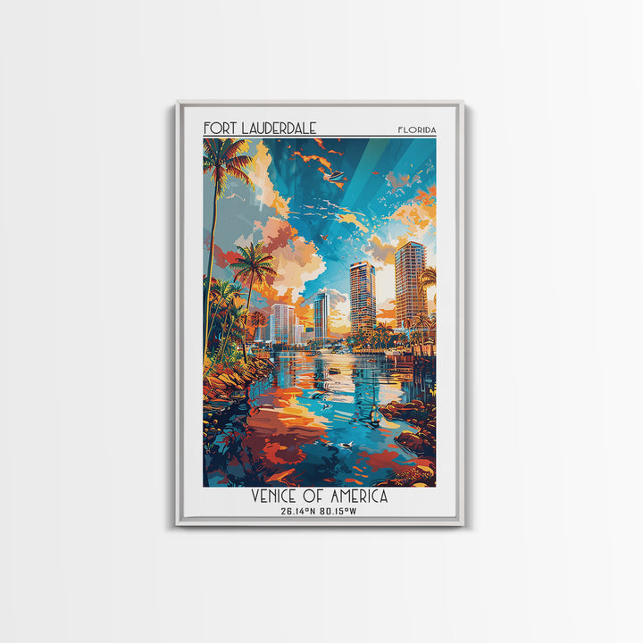 Fort Lauderdale Travel Poster, Canvas Print, City Travel Poster, Vintage City Poster, Living Room Wall Art, Landscape Art, Art Print