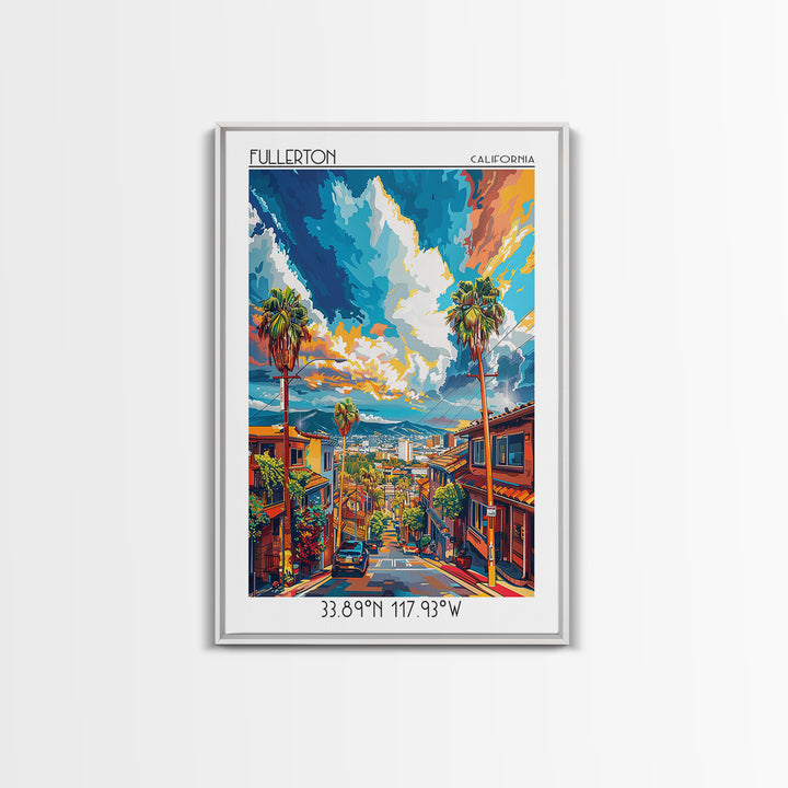 Fullerton Travel Poster, Canvas Print, City Travel Poster, Vintage City Poster, Vintage Travel Print, Travel Posters, City Art Print