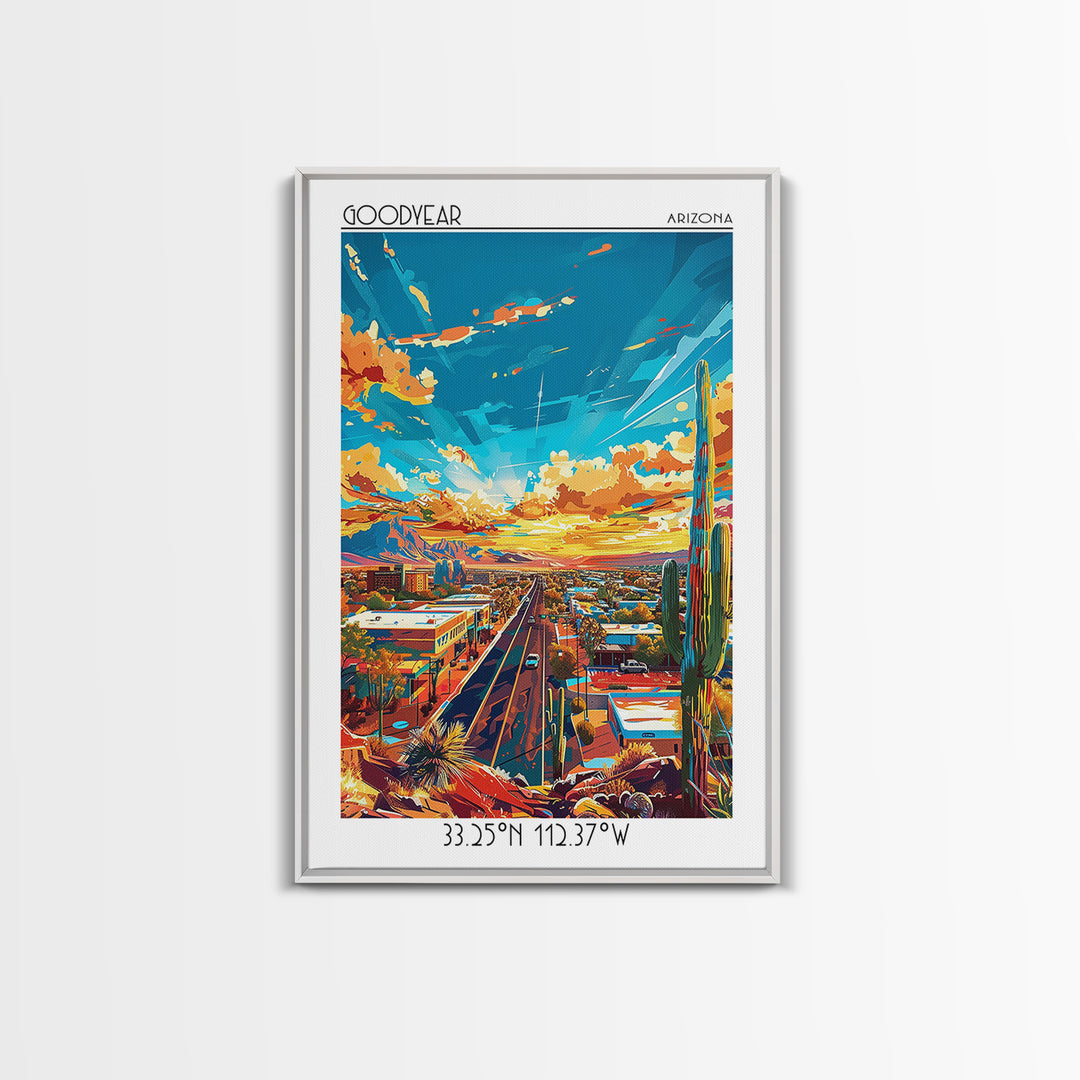 Goodyear Travel Poster, Framed Canvas Print, City Travel Poster, Travel Wall Art, Travel Print, Vintage Travel Print, Vintage Travel
