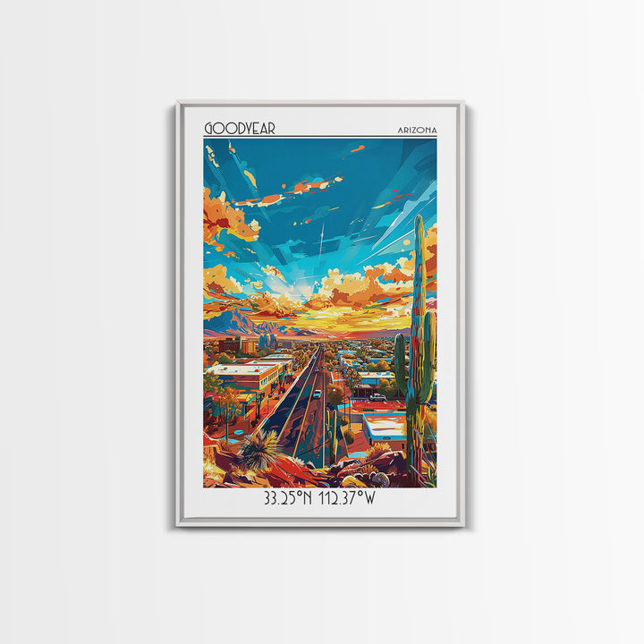 Goodyear Travel Poster, Framed Canvas Print, City Travel Poster, Travel Wall Art, Travel Print, Vintage Travel Print, Vintage Travel