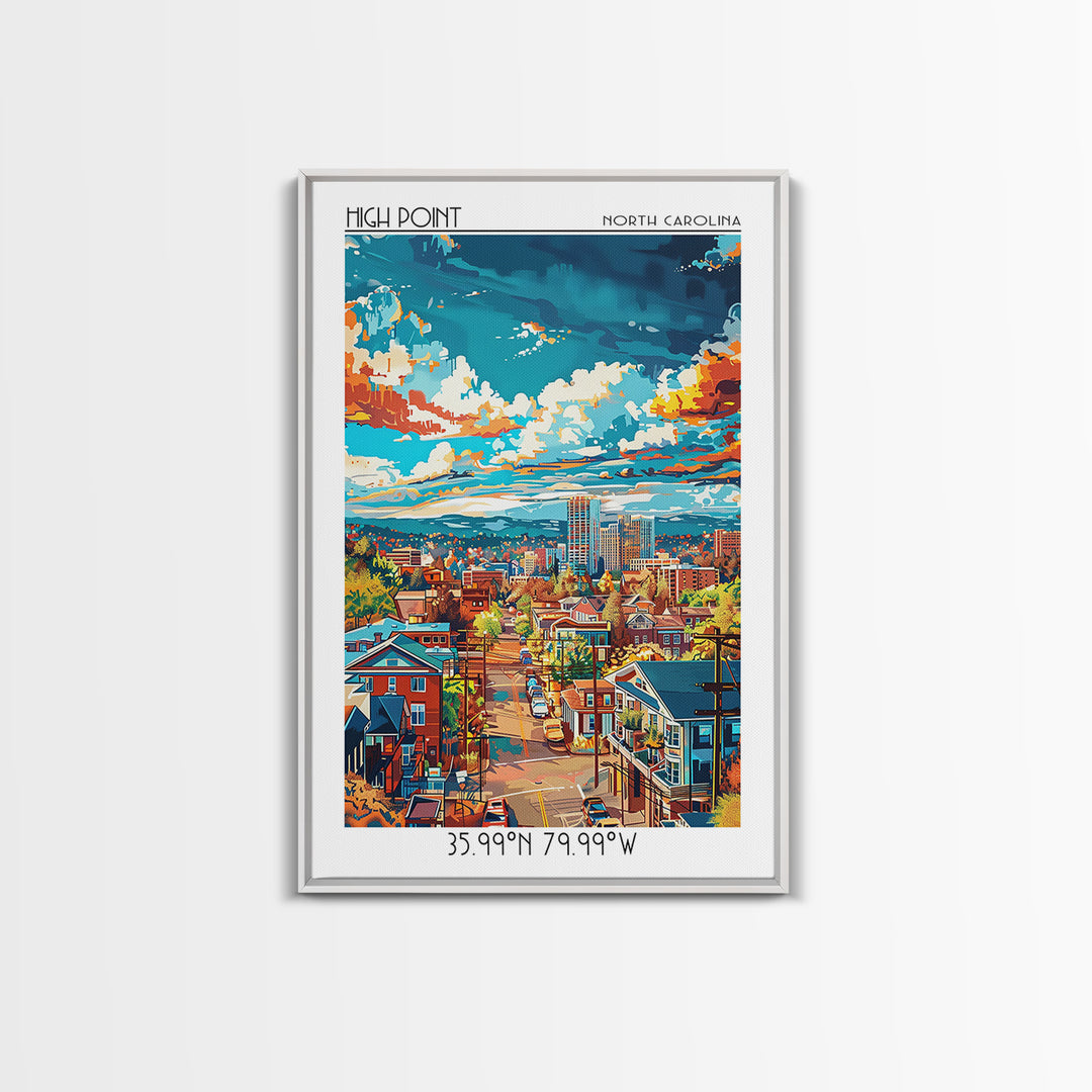 High Point Travel Poster, Framed Canvas Print, Retro Wall Art, Travel Print, Travel Art Print, Art Print, Poster Art, Fine Art Print