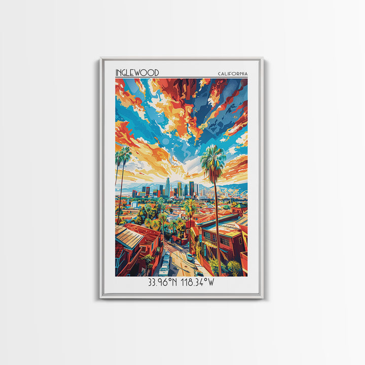 Inglewood Travel Poster, Canvas Print, Travel Wall Decor, Minimalist Poster, City Travel Poster, City Wall Art, Living Room Wall Art