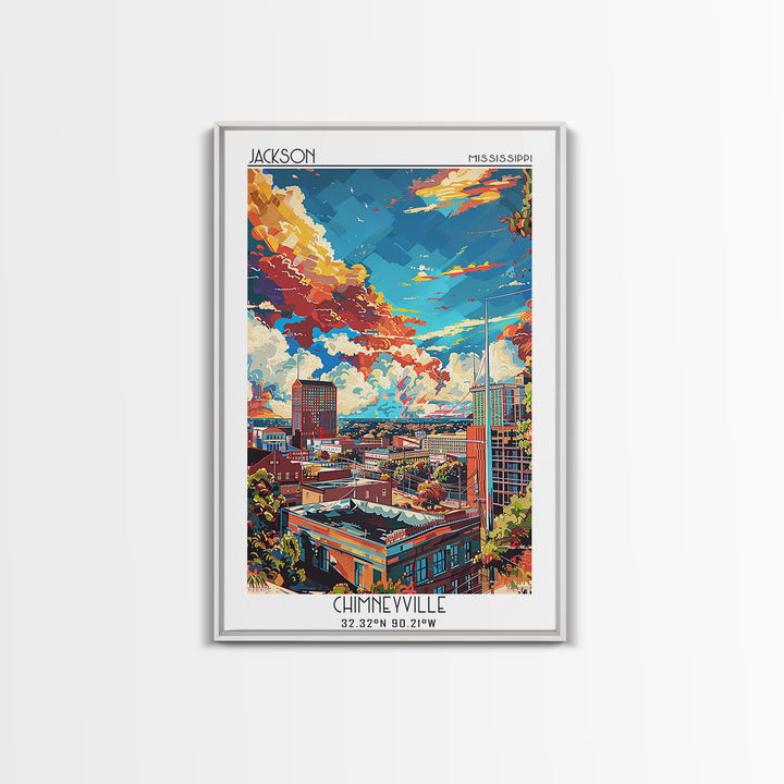 Jackson Travel Poster, Framed Canvas Print, Retro Travel Poster, City Wall Art, Vintage Posters, Wanderlust Gift, Retro Travel Print