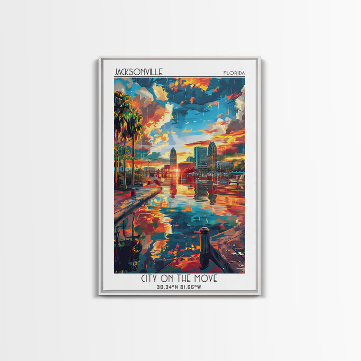 Jacksonville Travel Poster, Framed Canvas Print, Retro Travel Poster, City Wall Art, Travel Art Print, Vintage Posters, Poster Print