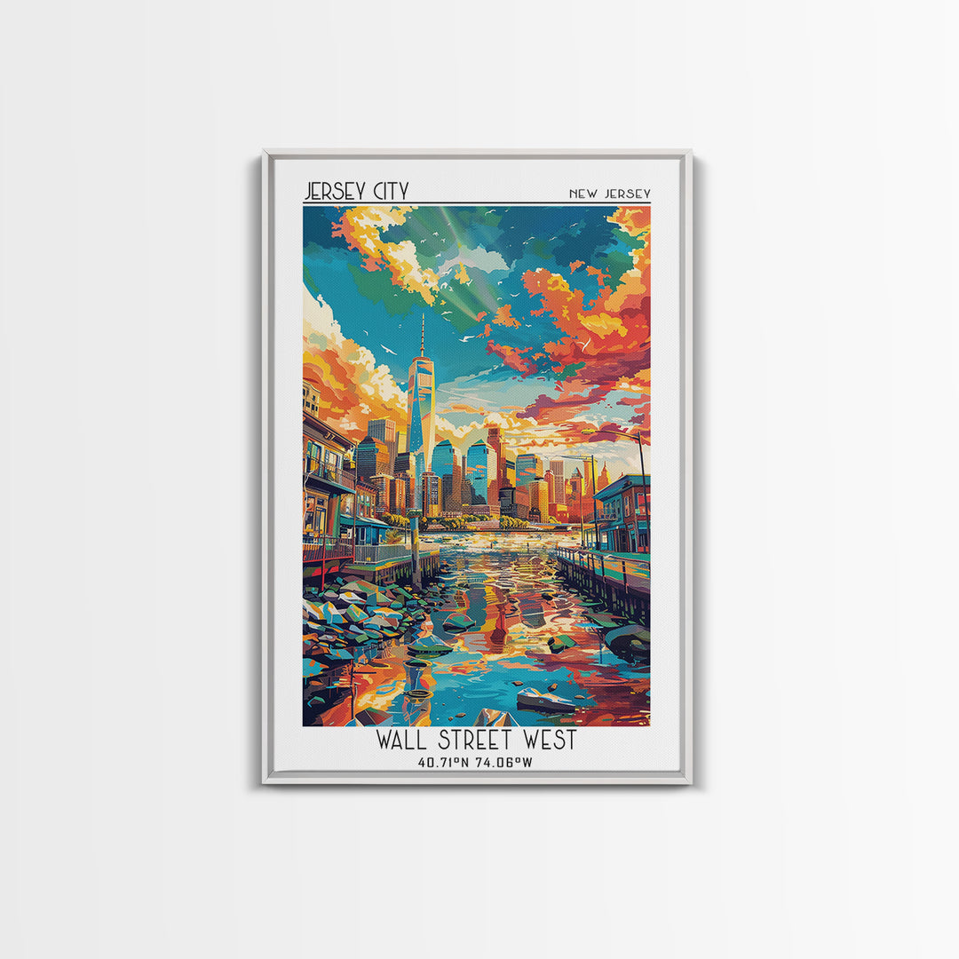 Jersey City Travel Poster, Canvas Print, Retro Wall Art, Travel Print, Living Room Wall Art, City Wall Art, Fine Art Print, Wall Art