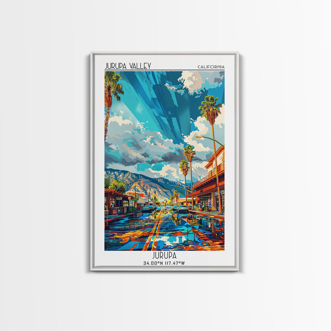 Jurupa Valley Travel Poster, Framed Canvas Print, Retro Travel Poster, City Wall Art, Travel Print, Gallery Wall Set, Travel Posters
