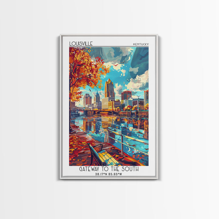Louisville Travel Poster, Canvas Print, Travel Prints, Landscape Art, Travel Wall Decor, Art Print, Mid Century Wall Art, Home Decor