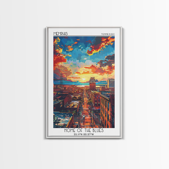 Memphis Travel Poster, Framed Canvas Print, City Travel Poster, Travel Wall Art, Vintage Travel Print, Travel Prints, Retro Wall Art