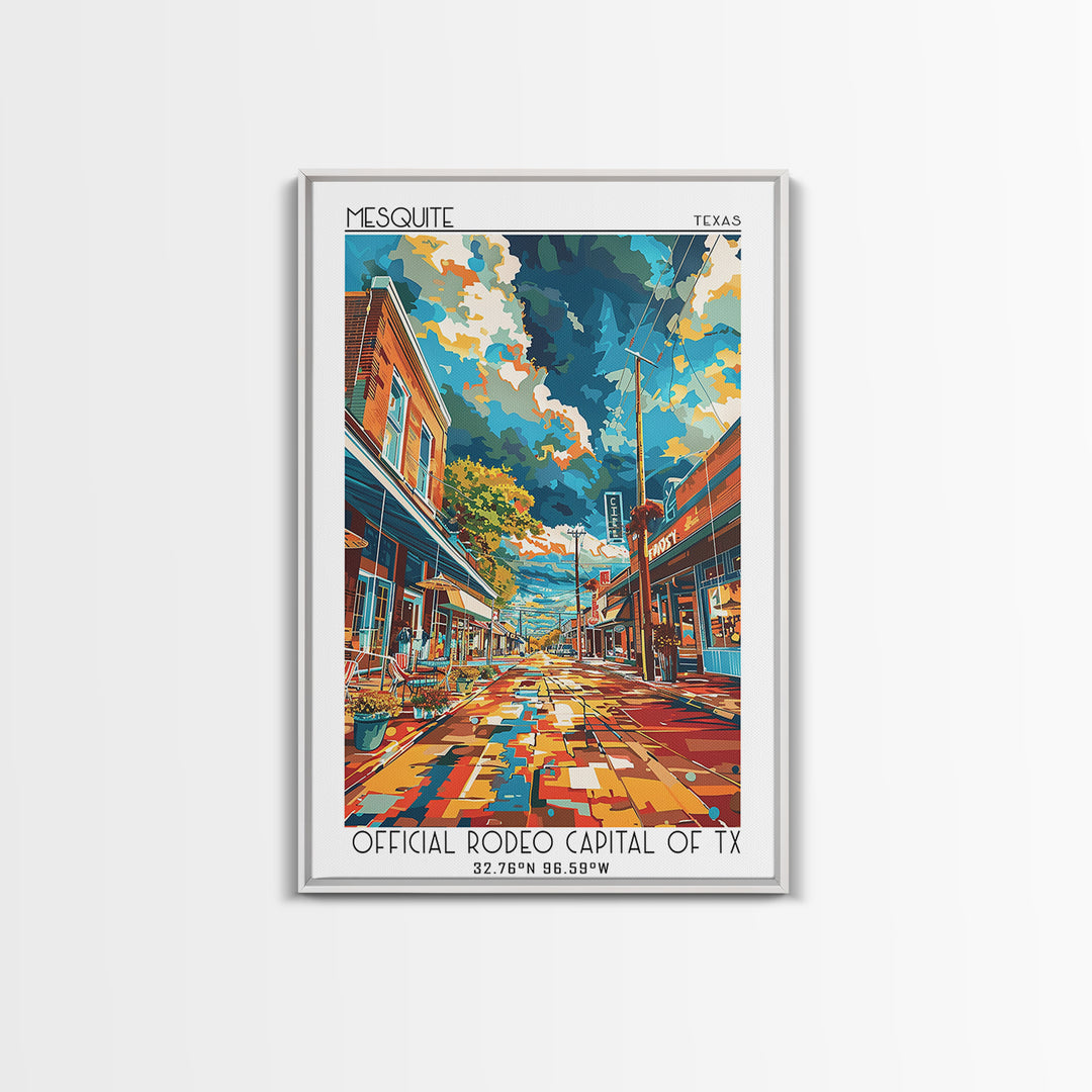 Mesquite Travel Poster, Canvas Print, Retro Wall Art, Travel Print, Travel Posters, City Illustration, City Wall Art, City Art Print