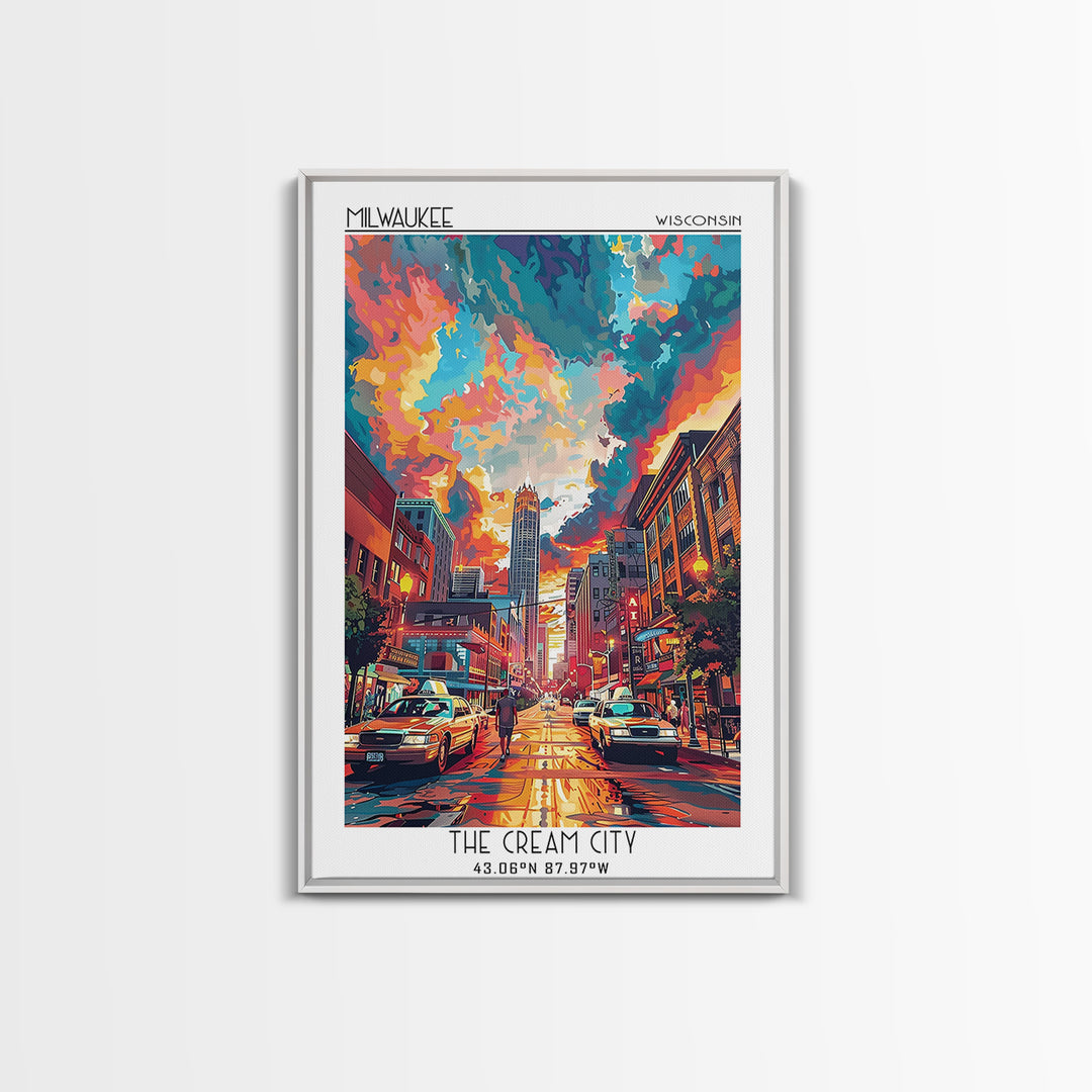 Milwaukee Travel Poster, Canvas Print, Retro Wall Art, Travel Print, Modern Wall Decor, Poster Art, Poster Print, City Travel Poster