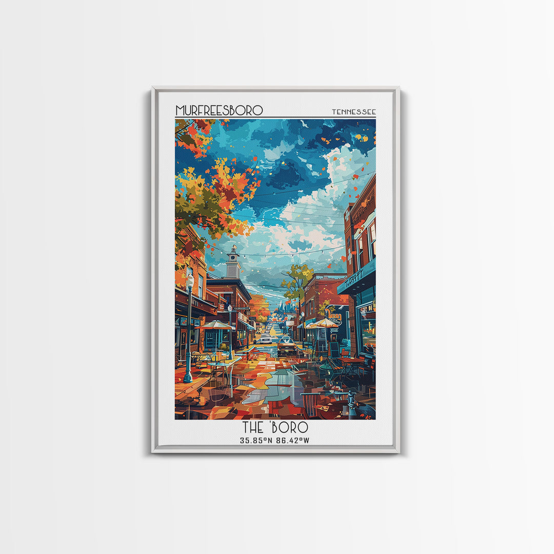 Murfreesboro Travel Poster, Framed Canvas Print, Travel Art Print, Modern Wall Decor, Art Print, City Wall Art, Living Room Wall Art