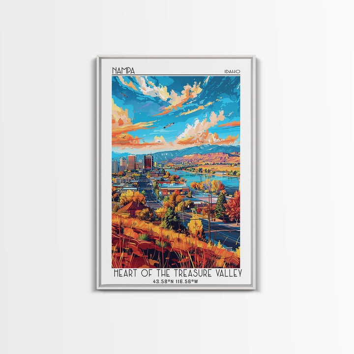 Nampa Travel Poster, Framed Canvas Print, Retro Travel Poster, City Wall Art, Travel Print, Vintage Travel Print, City Travel Poster