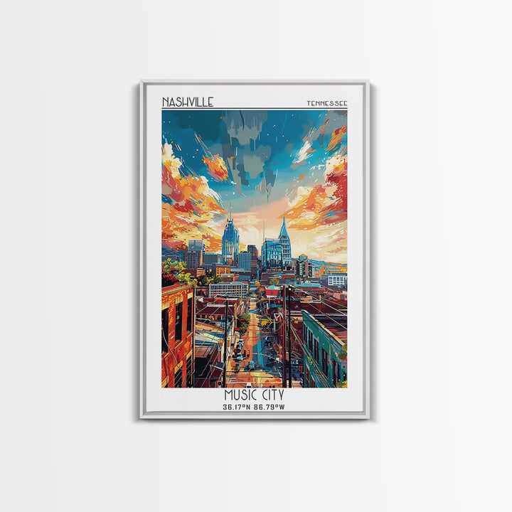 Nashville Travel Poster, Canvas Print, Poster Print, Travel Wall Art, City Art Print, Gallery Wall Set, Travel Prints, Landscape Art