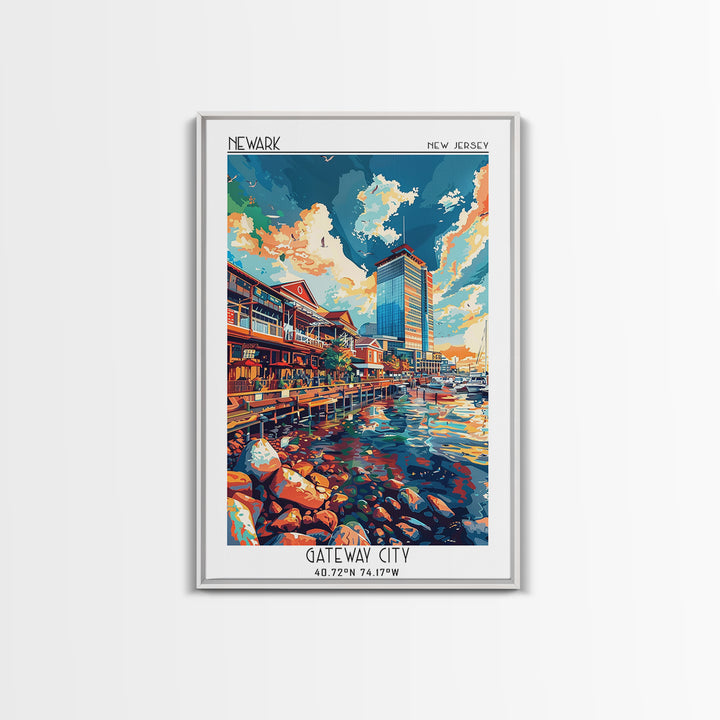 Newport News Travel Poster, Framed Canvas Print, Retro Travel Poster, City Wall Art, Travel Prints, City Art Print, Travel Art Print