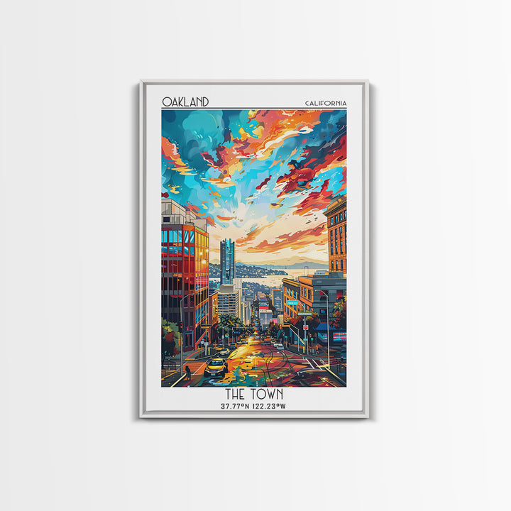Oakland Travel Poster, Framed Canvas Print, City Art Print, Travel Wall Art, Vintage Travel Art, Living Room Wall Art, Travel Prints