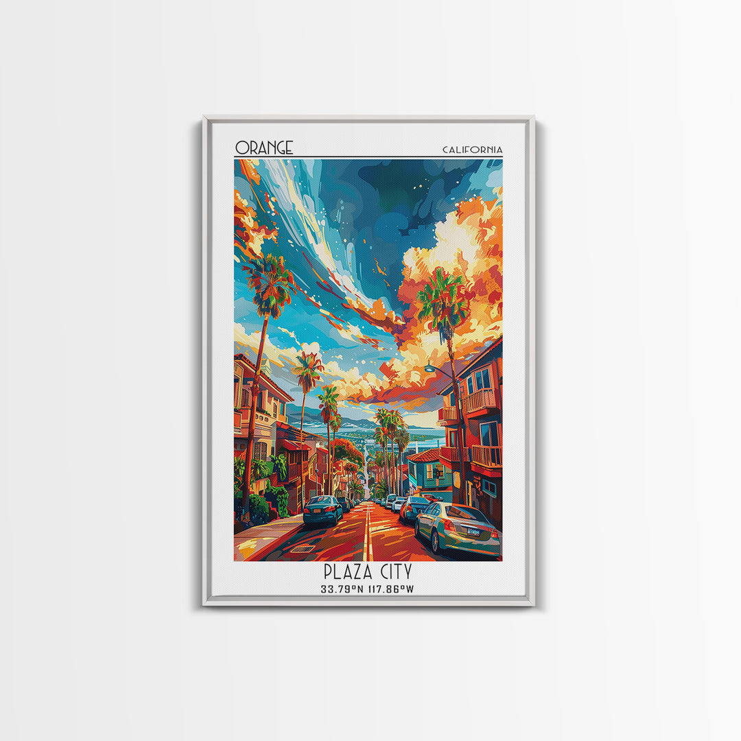 Orange Travel Poster, Canvas Print, Travel Prints, Landscape Art, Gallery Wall Set, Travel Posters, Travel Print, City Travel Poster
