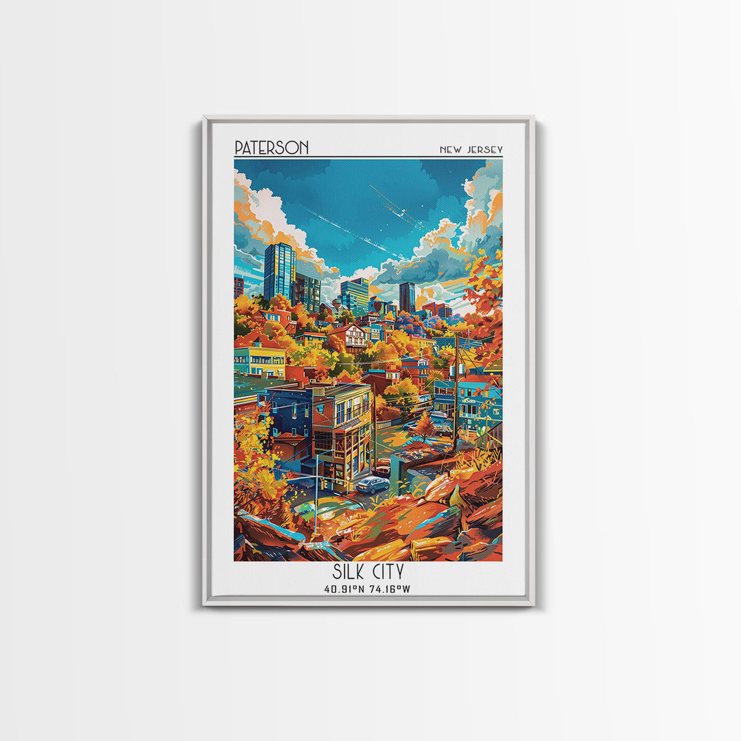 Paterson Travel Poster, Framed Canvas Print, Travel Prints, Landscape Art, City Art Print, Living Room Wall Art, Retro Travel Poster