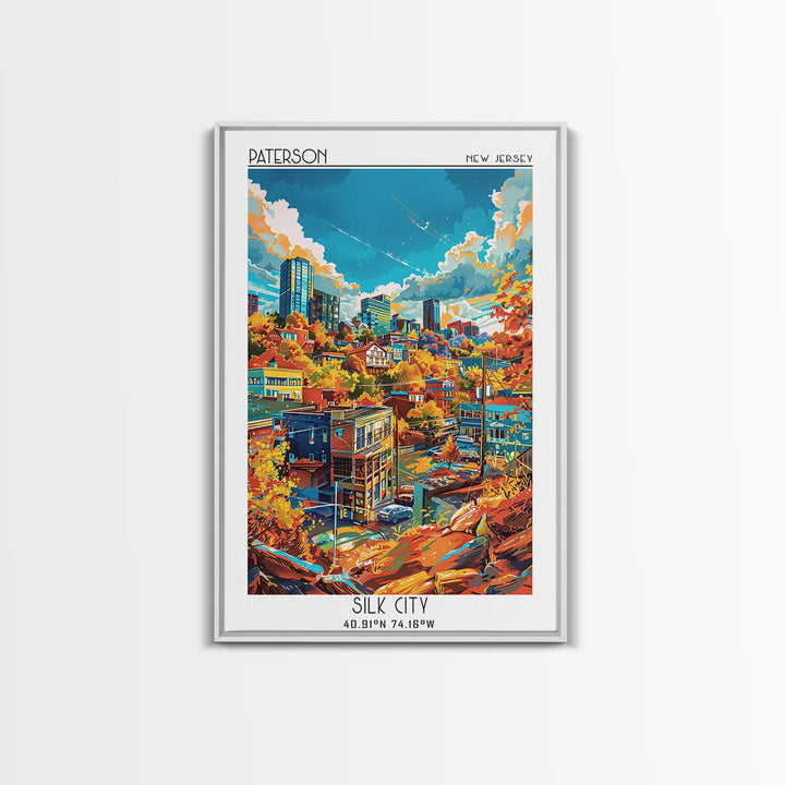 Paterson Travel Poster, Framed Canvas Print, Travel Prints, Landscape Art, City Art Print, Living Room Wall Art, Retro Travel Poster