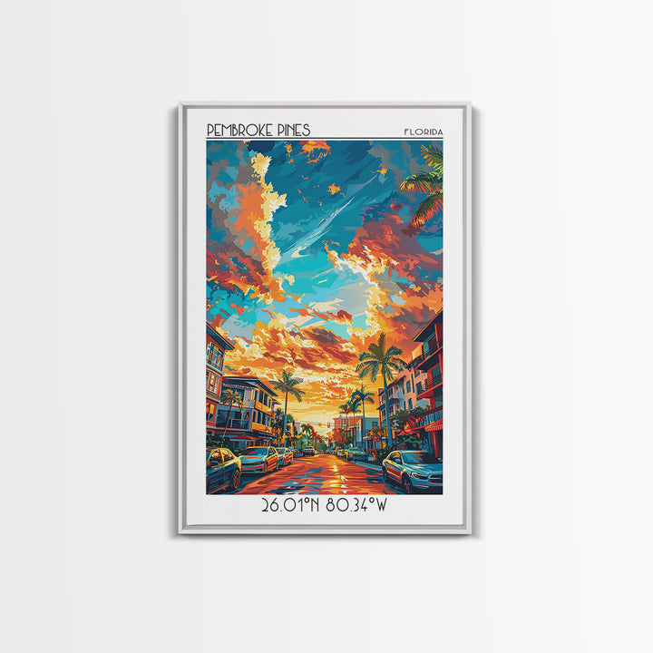 Pembroke Pines Travel Poster, Canvas Print, City Travel Poster, Vintage City Poster, Travel Wall Art, Travel Print, Travel Art Print