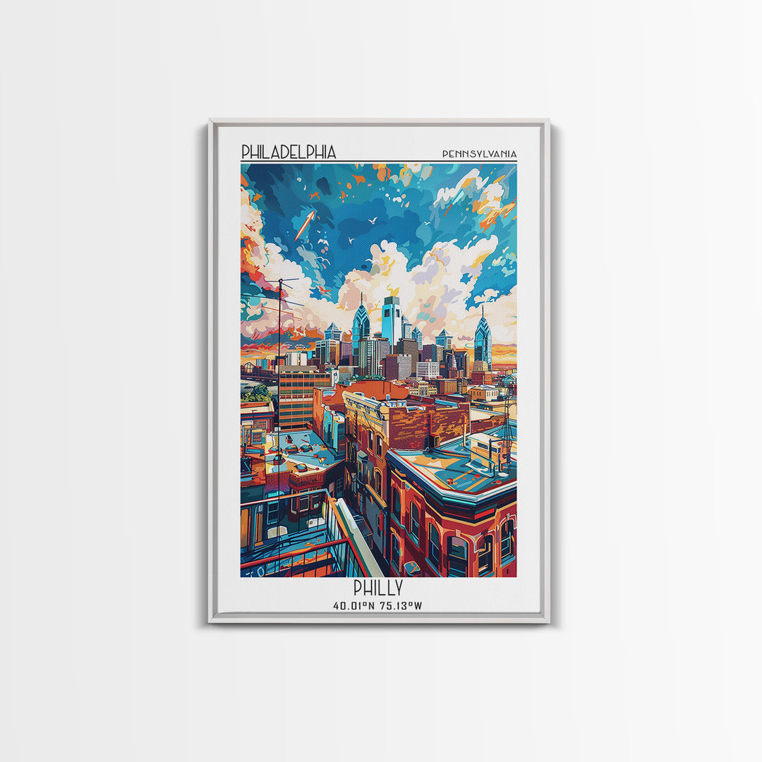 Philadelphia Travel Poster, Framed Canvas Print, City Travel Poster, Travel Wall Decor, Travel Prints, City Wall Art, City Art Print