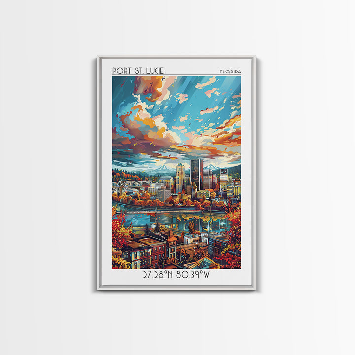 Portland Travel Poster, Framed Canvas Print, City Travel Poster, Vintage City Poster, Travel Wall Art, Vintage Posters, Travel Print
