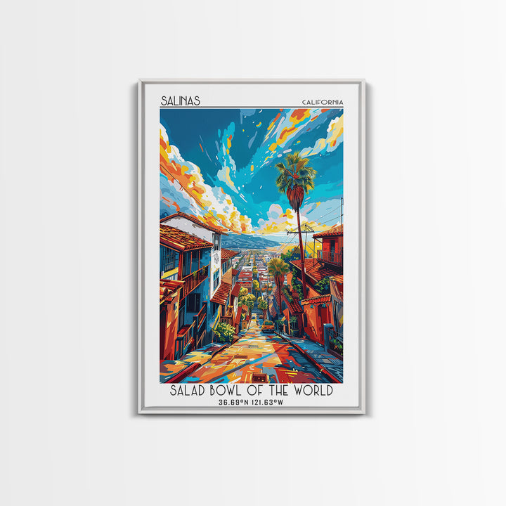 Salinas Travel Poster, Framed Canvas Print, Travel Wall Art, City Wall Art, Vintage Travel, Vintage Poster, Travel Prints, Art Print