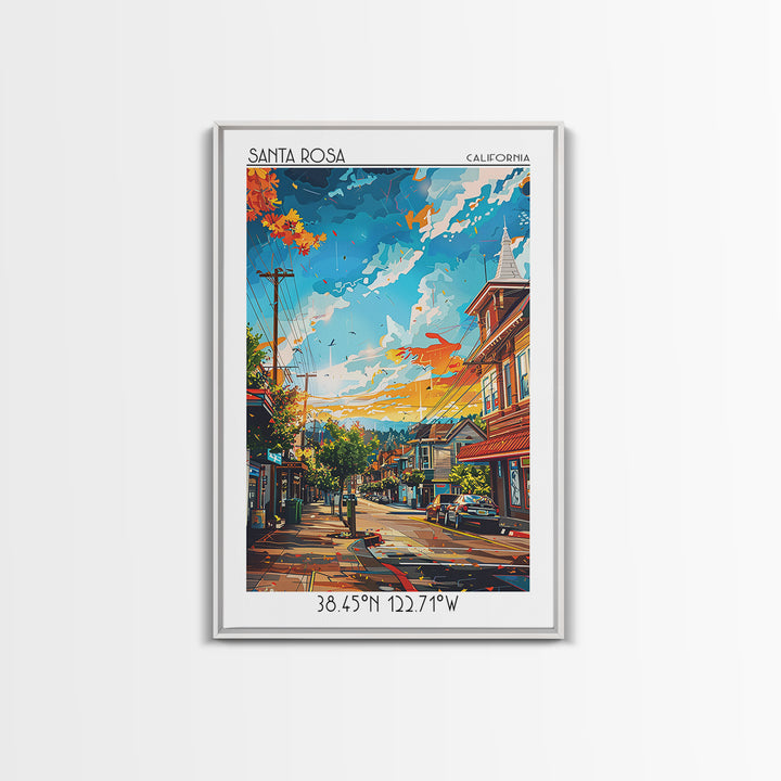 Santa Rosa Travel Poster, Framed Canvas Print, Poster Print, Travel Wall Art, Gallery Wall Set, Home Office Decor, Colorful Wall Art