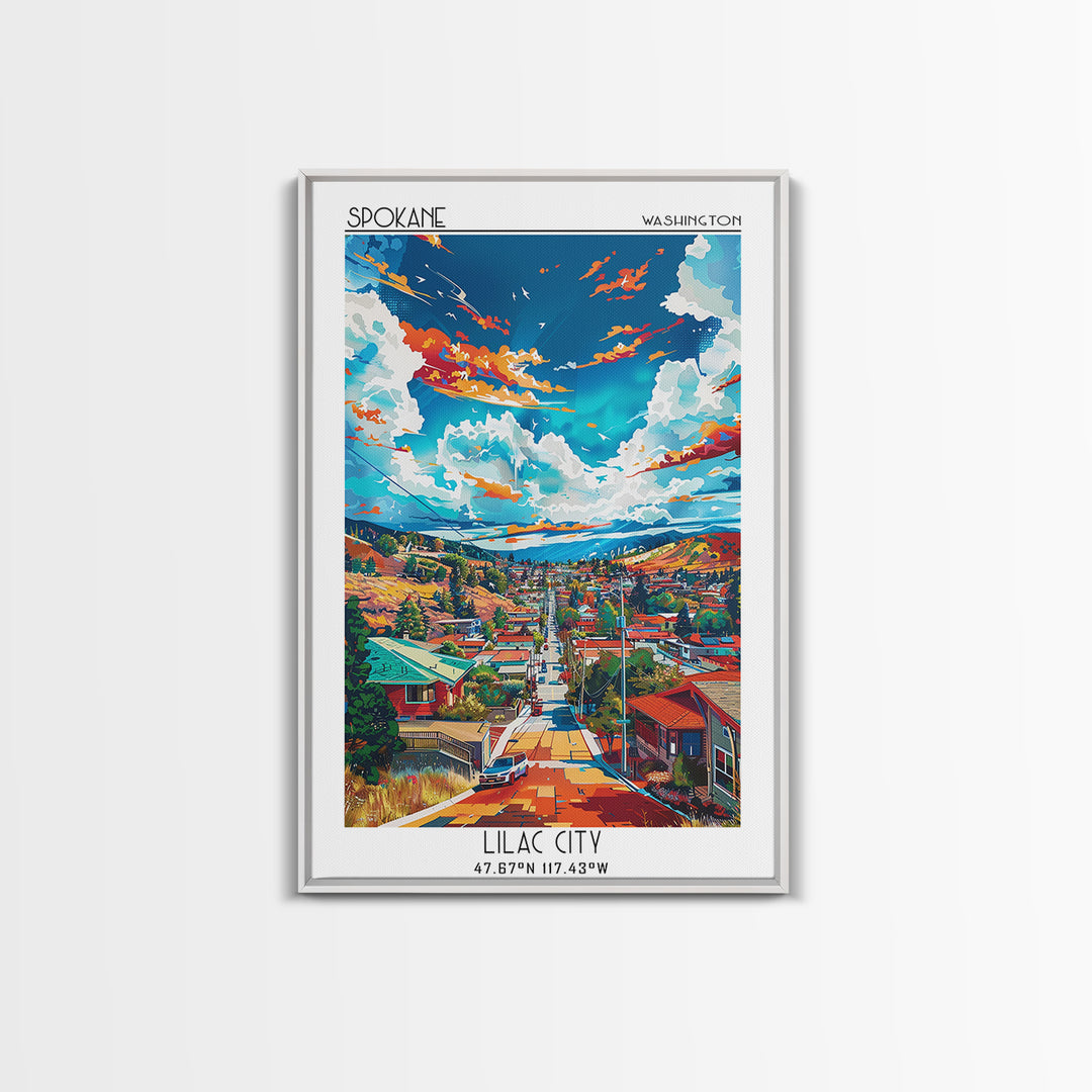Spokane Valley Travel Poster, Framed Canvas Print, City Travel Poster, Travel Wall Decor, Fine Art Print, Travel Posters, Home Decor