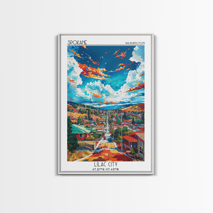 Spokane Valley Travel Poster, Framed Canvas Print, City Travel Poster, Travel Wall Decor, Fine Art Print, Travel Posters, Home Decor