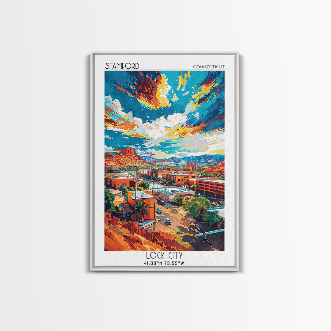 St George Travel Poster, Framed Canvas Print, Travel Wall Art, City Wall Art, Gallery Wall Set, City Art Print, Watercolor Cityscape