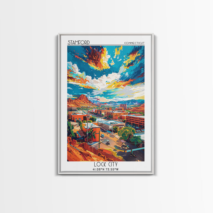 St George Travel Poster, Framed Canvas Print, Travel Wall Art, City Wall Art, Gallery Wall Set, City Art Print, Watercolor Cityscape