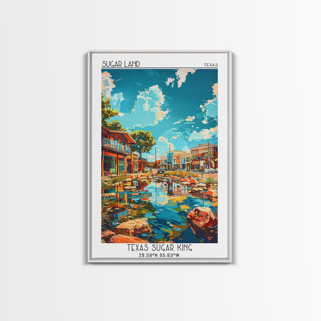 Sugar Land Travel Poster, Canvas Print, Retro Travel Poster, City Wall Art, City Art Print, Art Print, Landscape Art, Travel Posters