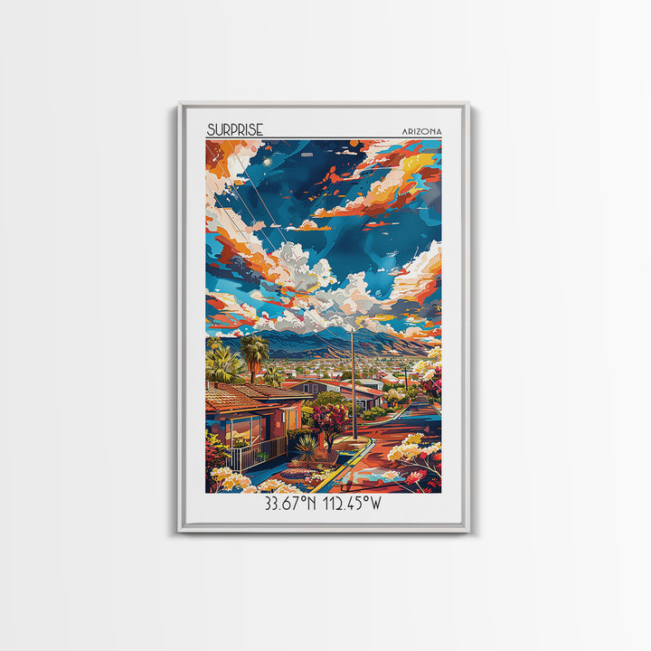 Surprise Travel Poster, Canvas Print, City Travel Poster, Travel Wall Art, City Illustration, Mid Century Wall Art, Gallery Wall Set