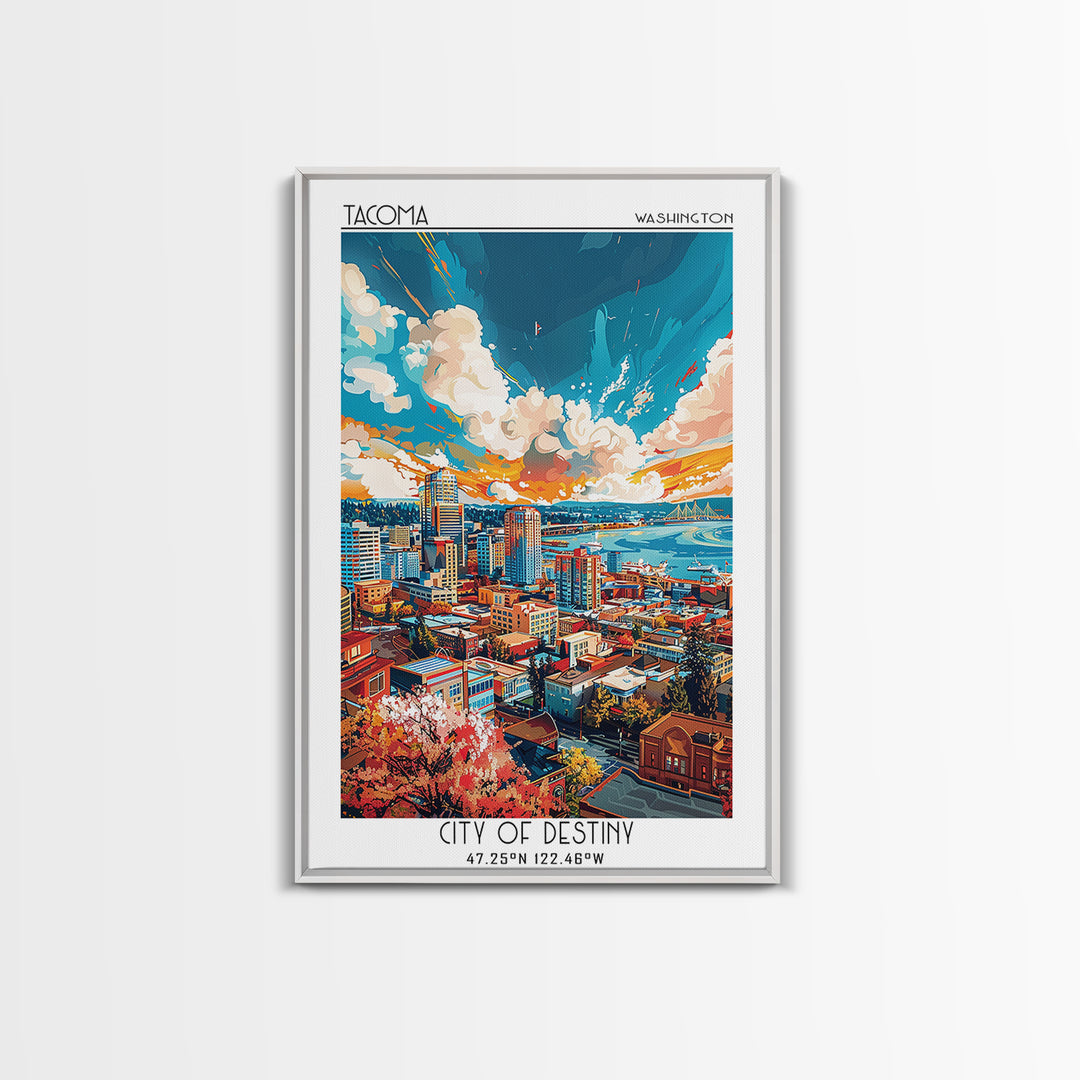 Tacoma Travel Poster, Framed Canvas Print, City Travel Poster, Travel Wall Art, Travel Art Print, Vintage Travel Art, Vintage Poster
