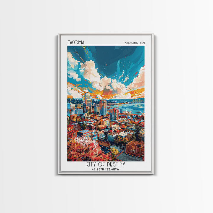 Tacoma Travel Poster, Framed Canvas Print, City Travel Poster, Travel Wall Art, Travel Art Print, Vintage Travel Art, Vintage Poster