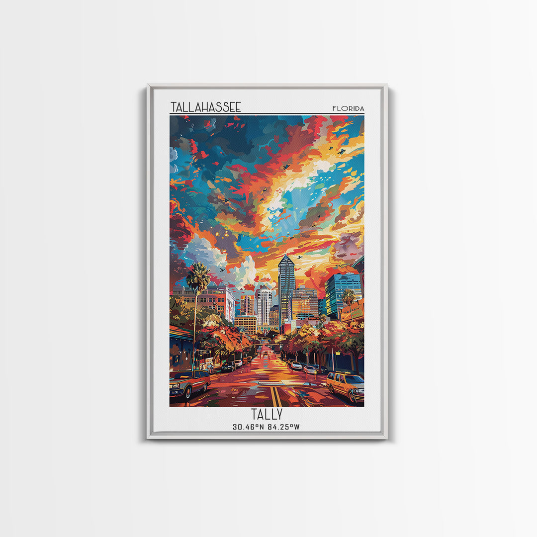 Tallahassee Travel Poster, Framed Canvas Print, City Art Print, Travel Wall Art, Modern Wall Decor, Travel Print, City Travel Poster