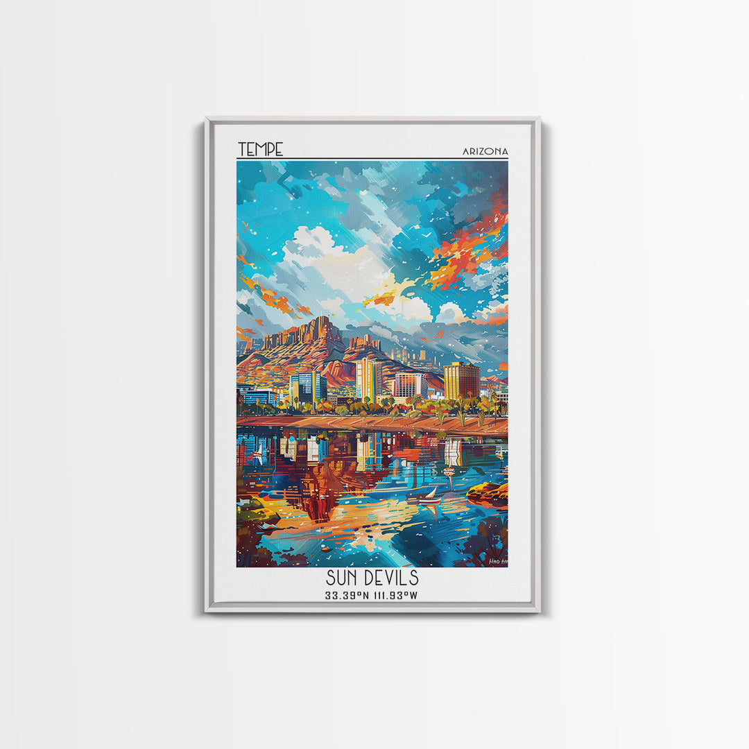 Tempe Travel Poster, Canvas Print, Retro Wall Art, Travel Print, City Illustration, Vintage Poster, Poster Art, Mid Century Wall Art