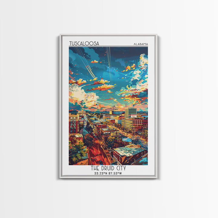 Tuscaloosa Travel Poster, Framed Canvas Print, Travel Wall Art, City Wall Art, Mid Century Wall Art, Home Office Decor, Travel Decor
