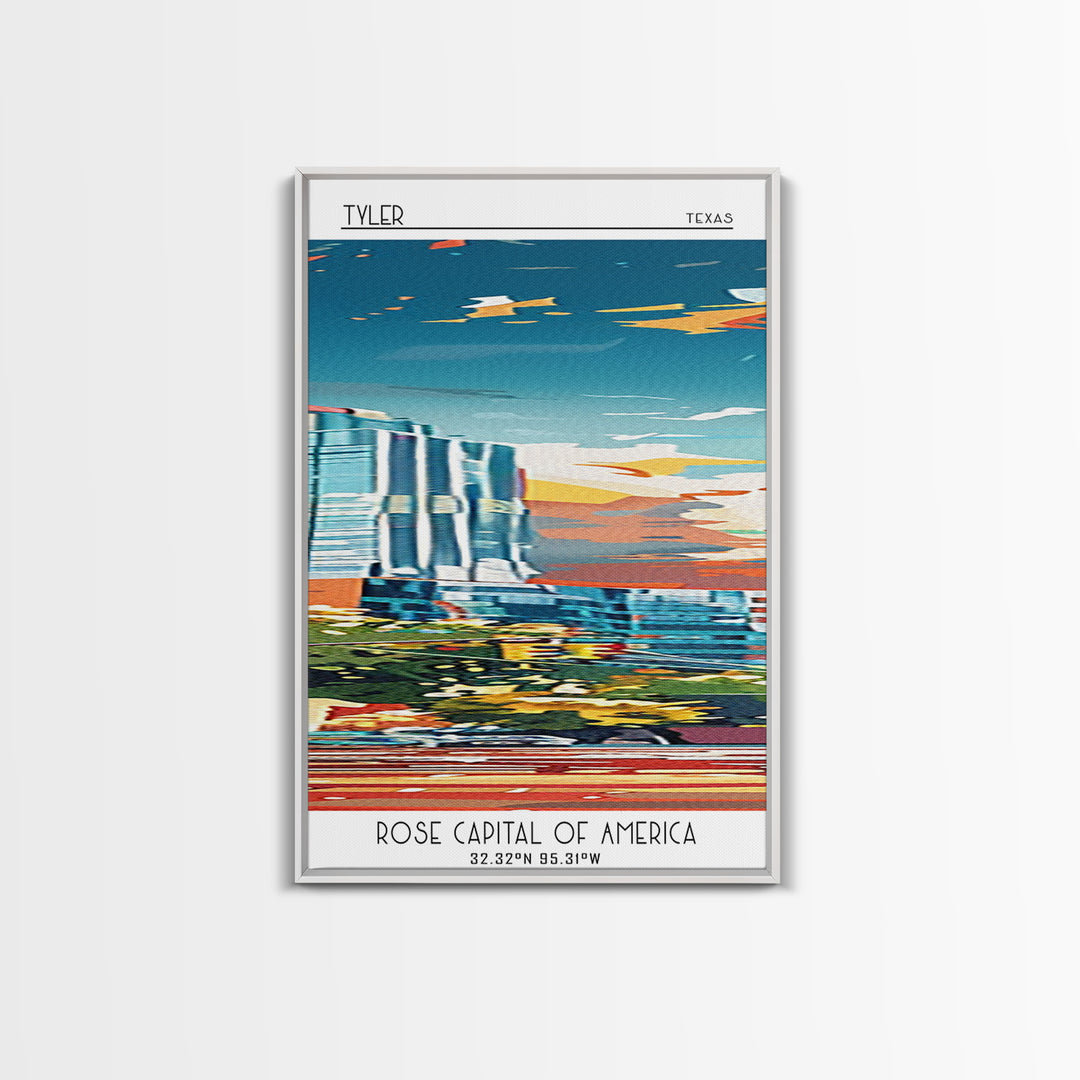 Tyler Travel Poster, Framed Canvas Print, Travel Prints, Landscape Art, Art Print, Minimalist Poster, Vintage Poster, Travel Posters