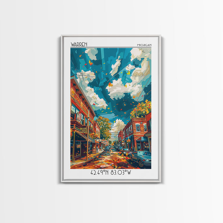 Warren Travel Poster, Framed Canvas Print, Travel Wall Decor, Minimalist Poster, Travel Posters, City Wall Art, Living Room Wall Art