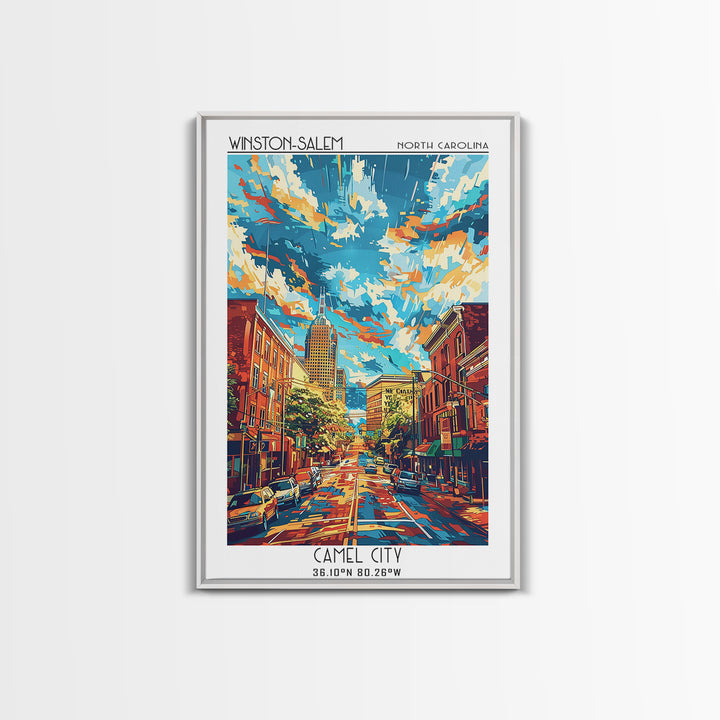 Winston-Salem Travel Poster, Canvas Print, Travel Wall Decor, Minimalist Poster, Travel Prints, Retro Travel Print, Gallery Wall Set