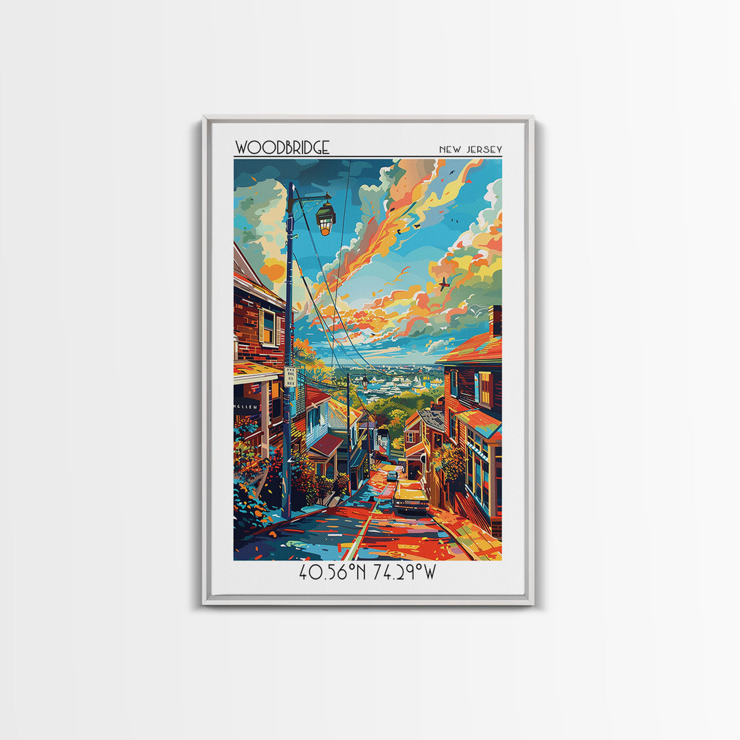 Woodbridge Travel Poster, Canvas Print, Travel Wall Decor, Minimalist Poster, Living Room Wall Art, Retro Travel Print, Poster Print
