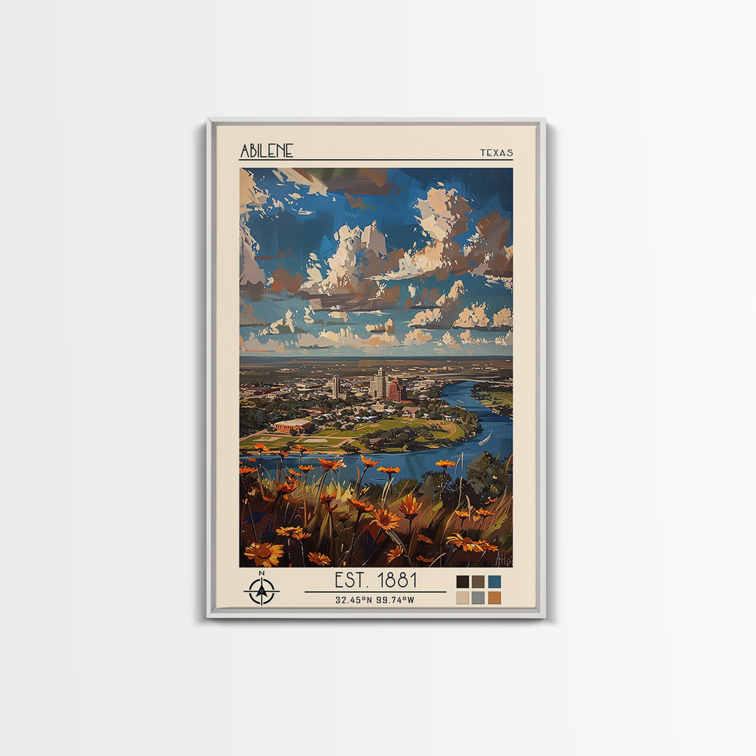 Abilene Travel Poster, Canvas Print, Travel Prints, Landscape Art, Gallery Wall Set, Poster Art, Vintage City Poster, Vintage Poster