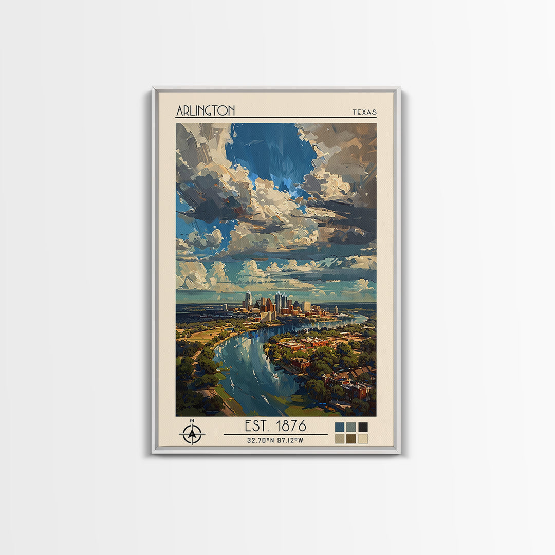 Arlington Travel Poster, Framed Canvas Print, City Travel Poster, Vintage City Poster, Fine Art Print, Travel Prints, Travel Posters