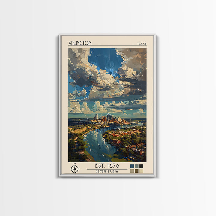 Arlington Travel Poster, Framed Canvas Print, City Travel Poster, Vintage City Poster, Fine Art Print, Travel Prints, Travel Posters