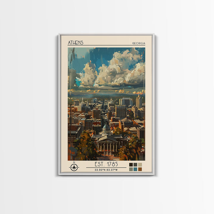 Athens Travel Poster, Canvas Print, City Travel Poster, Vintage City Poster, Mid Century Wall Art, City Illustration, City Art Print